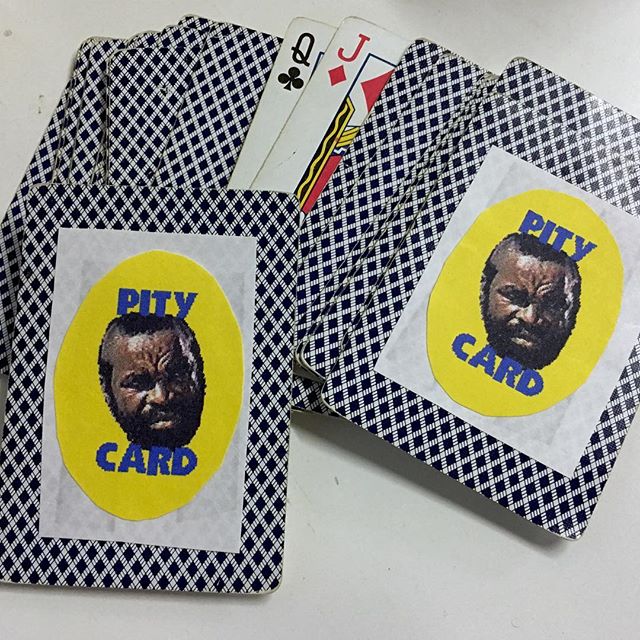 PHOTO EVIDENCE: Pity Cards included in the extremely rare Mr. T board game, "This Bus Ain't Goin' Far" #humandog #weagelshow #mrt #merchandise #boardgame